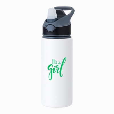 Hacebo® - It's a Girl waterfles met rietje zwart - Baby - Kersverse ouders - Geboorte kraamcadeau meisje - babyshower - water fles - 650ML
