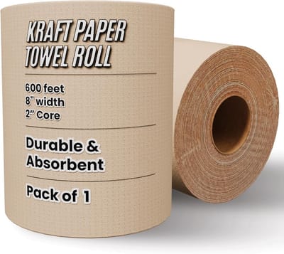 Papieren Handdoekrol - Keukenrol Kraft - Handen Drogen - Sterk Bij Nat - 600 Voet Lang - Kraftbruin