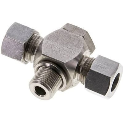 12L & G3/8'' RVS T-Draaidoorvoer Snijringkoppeling Buitendraad 315bar ISO 8434-1