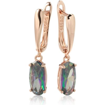 Kienl Eenvoudige Kleurrijke Natuurlijke Zirconia Druppeloorbel Voor Vrouwen Luxe Roségoud Kleur Lange Oorbel Hoge Kwaliteit Dagelijkse Sieraden beige