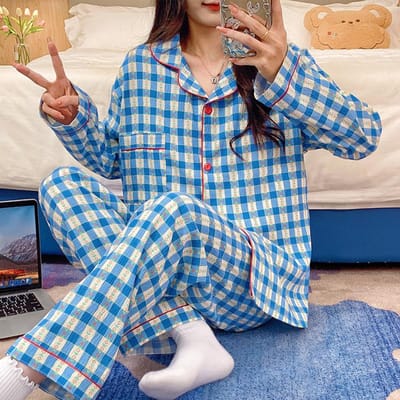 Damespyjama Herfst Lente Lange Mouw Zachte Nachtkleding Set Bloemen Cartoon Pyjama Vrouw Huis Nachtkleding Set Vest XXL gray