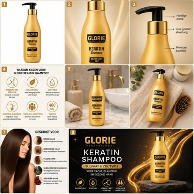 Glorie Professional Keratin Shampoo 400 ml - Sulfaatvrij & Zoutvrij - Voor Keratine Behandeling - Tegen Pluizig en Beschadigd Haar