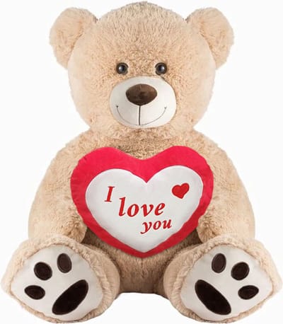 Teddybeer Barry Pluche Knuffel XXL 100 cm + Hart Liefdes Pluche Knuffel 25 cm – Grote XXL Teddybeer 100cm – XL Knuffelbeer extra Groot – Speelgoed Teddy Bear voor Kinderen Jongens Meisjes Baby knuffeldier pop love liefde valentijnsdag
