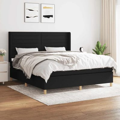 vidaXL - Boxspring - met - matras - stof - zwart - 160x200 - cm