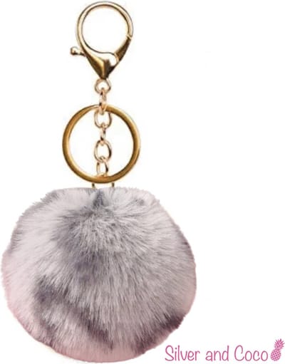 SilverAndCoco® - Faux Fur Bal / Meisjes Sleutelhanger Auto Huis / Key Chain Pom Pom / Sleutel Ring Nep Bol Imitatie Bont / Pluche Fluffy Bolletje / Sleutels Vrouwen - Tijgerprint