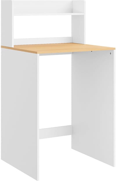 SoBuy Waskast - Witte kast met eiken werkblad - 60x65x126 cm - 1 plank | BZR224-WN