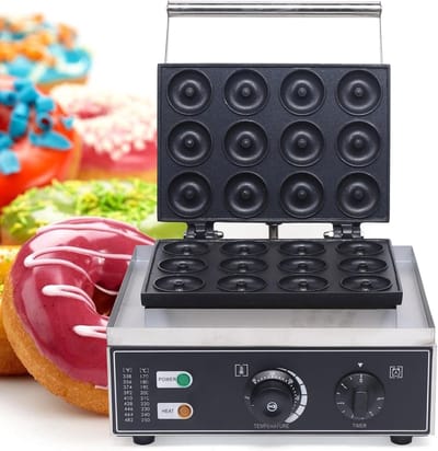 Donutmaker Elektrisch - Donut Bakmachine - Snel 12 Donuts - Anti-aanbak Teflon - 41 x 38 x 26 cm - Zwart