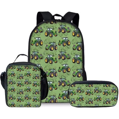 Klassiek Populair Grappig Graafmachine 3D Print 3 stuks/Set leerling Schooltassen Laptop Dagrugzak Rugzak Crossbody Lunchtas Etui