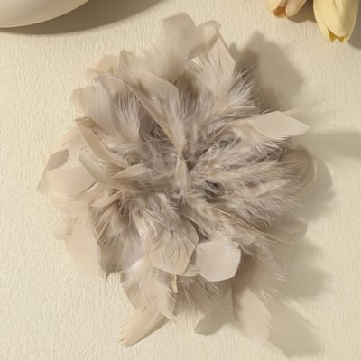 20CM Mode Overdreven Veer Bloem Grote Broche voor Vrouwen Dame Luxe Persoonlijkheid Reversspelden Feest Bruiloft Kleding Sieraden gray
