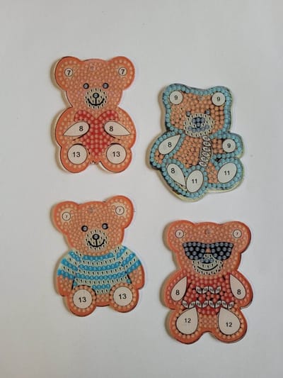 Diamond painting sleutelhangers beertjes (4 stuks) dubbelzijdig te beplakken