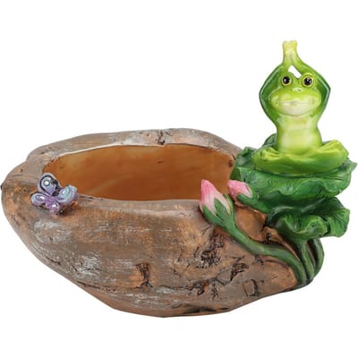 Mini Hars Cartoon Dier Bloempot Decoratie Desktop Succulent Plant Pot OrnamentKikker Yoga brown