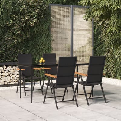 vidaXL - 5-delige - Tuinset - poly - rattan - zwart - en - bruin