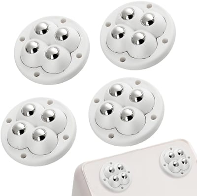 Set van 4 Zelfklevende Mini Ball Casters met 360° Beweging, Totale Capaciteit 30 kg voor Stoelen en Kleine Meubels (Wit)