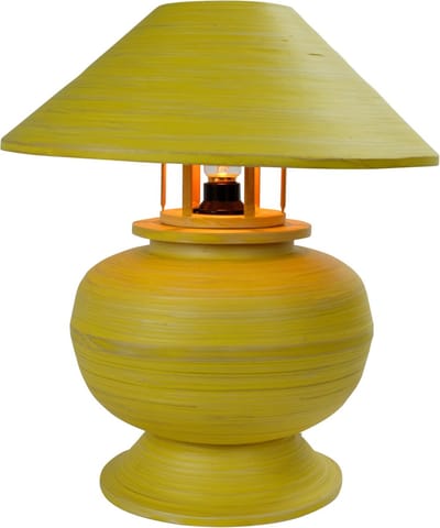 Fine Asianliving Bamboe Tafellamp Spiraal Handgemaakt Geel D37xH40cm