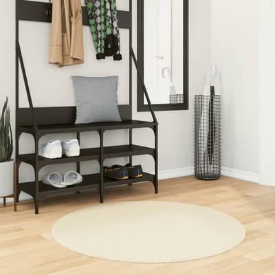vidaXL - Vloerkleed - HUARTE - laagpolig - zacht - wasbaar - Ø - 100 - cm - crème