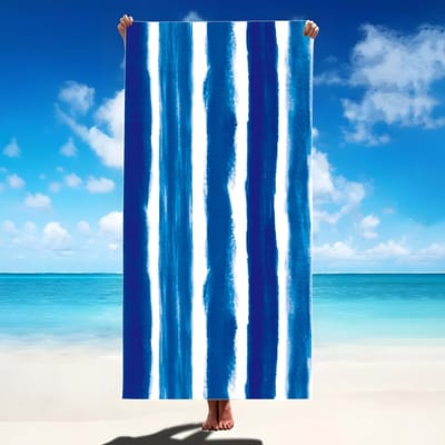 Multifunctionele Gestreepte Strandlaken - Perfect voor Reizen en Buitenactiviteiten 70.87X31.5 inches blue