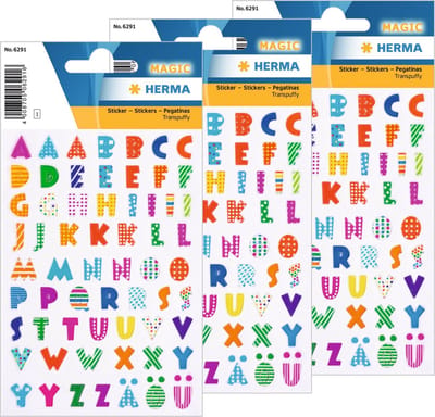 Herma Letter Stickers - 3x vel met 62 stuks - alfabet plak letters
