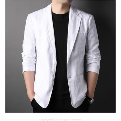 Costume décontracté pour hommes, nouveau style mince pour hommes, style coréen, printemps et automne, costume en lin, veste de costume simple 2XL white