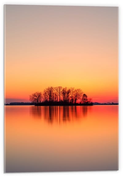 Acrylglas - silhouet Eilandje tijdens Zonsondergang - 40x60cm Foto op Acrylglas (Met Ophangsysteem)