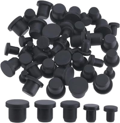 50 Stuks Silicone Rubber Stopper 5 Maten Zwart Rond Waterdicht voor Flessen en Buizen