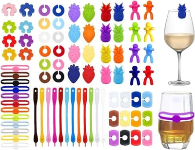 80 Stuks Silicone Glazenmarkers voor Wijn- en Drinkglazen, Decoratie en Identificatie van Drankjes