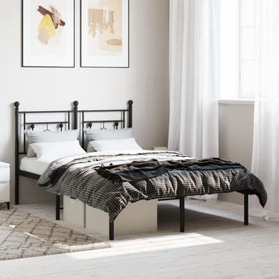Tweepersoons Bedframe met Hoofdbord Metaal Zwart 120x200 cm