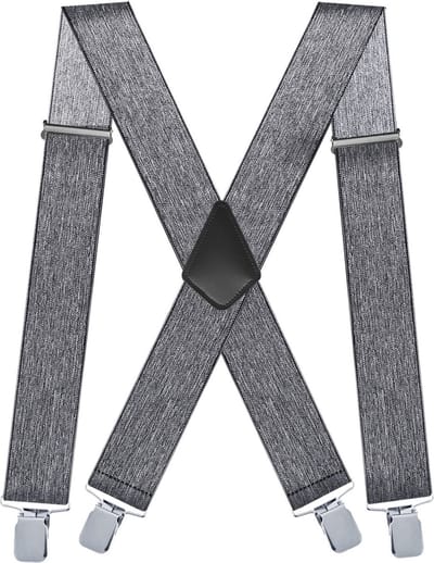 Fako Fashion - Brede Heren Bretels - Volwassenen - 50mm Breed - 4 Clips - 28mm Brede Clips - XL - 120cm - Grijs Two Tone
