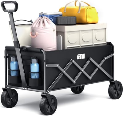 Opvouwbare Wagen - Vouwwagen Kar - Boodschappen Vervoeren - Heavy Duty 100kg - Compact Opvouwbaar - Zwart