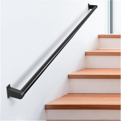 Metalen trapleuning - Wandmontage leuning - Veilig traplopen - Industriële stijl pijp - 120 cm lengte - Zwart