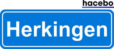 Hacebo - Plaatsnaam Sticker - 29x10 CM - Herkingen sticker - Verkeersborden sticker - grappige cadeaus - Herkingen