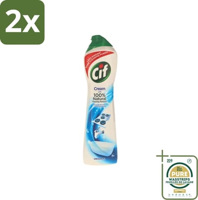 Cif - Badkamer & Keuken - Cream - Verwijdert Hardnekkig Vuil - 500ml - Voordeelverpakking - 2 stuks - Vetvlekken - Kalkaanslag