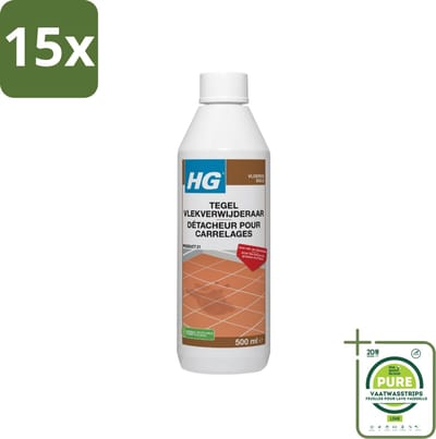15 x HG - Vloeren - Tegel Vlekverwijderaar - Voor Vet & Olievlekken - 500 ml - Grootverpakking - Tegelreiniging - Vlekkenverwijderaar - Vetvlekken - Olievlekken - Vloervlekken