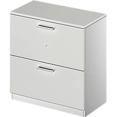 Schäfer Shop Genius archiefkast TETRIS SOLID, 2 OH, B 800 mm, afsluitbaar, met afdekplaat, aluminium lichtgrijs/wit