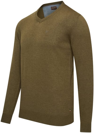 Cappuccino Italia - Heren Trui Pullover Salerno - Groen - Maat M