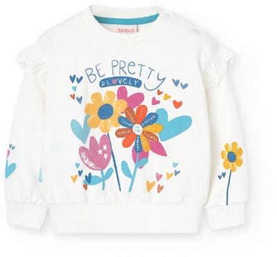 Boboli Fleece Sweatshirt Wit 12 Months Meisjes