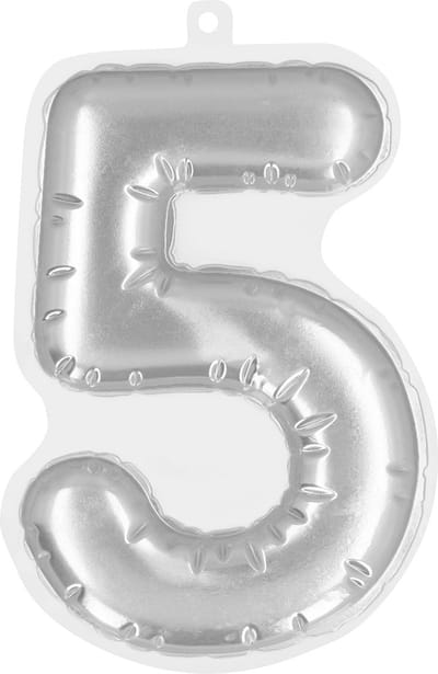 Boland - Sticker Folieballon '5' zilver Zilver - Geen thema - Verjaardag - Jubileum - Raamsticker