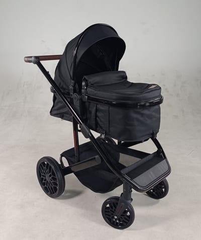 Luxe Kinderwagen 3-in-1 - Met Autostoel en Regenkap - Omvormbare Wiegbak naar Buggy - Simpel Opvouwbaar - Multifunctionele Buggy 3in1 - Zwart - IXEN