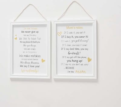 wandbord house en mam regels set van 2