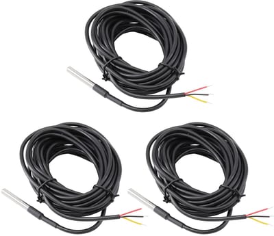 Waterdichte temperatuursensor met lange kabel - 5m, 3 stuks