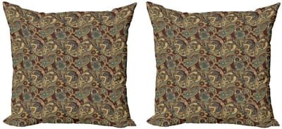 ABAKUHAUS Paisley kussenhoes 2-pack – 45 x 45 cm – dubbelzijdig bedrukt – zandbruin-chocolade