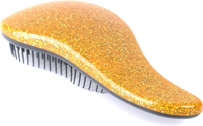 *** Anti klit Borstel Hairbrush - Goud Geel Glitter - Haarverzorging Kapsalon - Haarborstel -Compact en handig in gebruik - Voor moeiteloos glad en glanzend haar - van Heble® ***