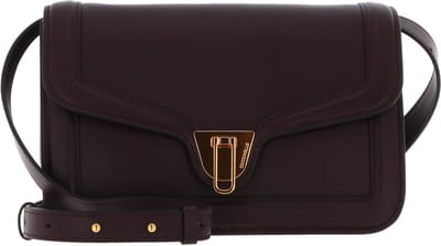 COCCINELLE Leren Schoudertas Avondtas Marvin Twist Smooth Handbag Darkbrown Donkerbruin