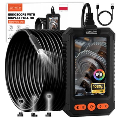 Zenwire T42 Inspectiecamera - 4.3 inch LCD scherm - 5m - IPS – Waterdichtheid IP67 - 2 Mpix Camera - LED-zaklamp - 3000 mAh batterij - Professionele Inspectiecamera - 3 verwisselbare uiteinden - Endoscoop - Inspectie Camera