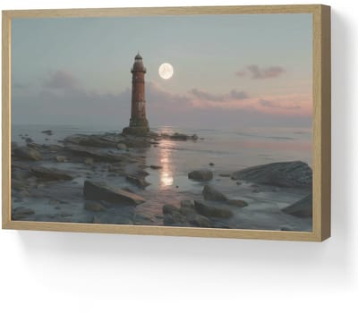 Wandlamp 60x40 cm - Oplaadbaar - Vuurtoren - Stenen - Water - Maan - Wandlampen binnen woonkamer - Slaapkamer lamp - Decoratieve nachtlamp - Vloerlamp draadloos