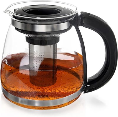 Theepot met Filter Glas Hittebestendig 1,73 l - Koffie- en Thee Pot - Infuser - Theezeef - Filter - Zeef