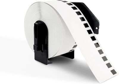 Boxstuff - Brother DK-22205 compatibele labelrollen - 62 mm x 30,48 meter - Inclusief rolhouder - Zwart op Wit - 1 stuks