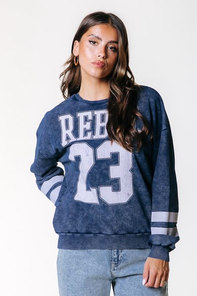 Colourful Rebel Rebel 23 Acid Wash Dropped Shoulder Sweat- XL