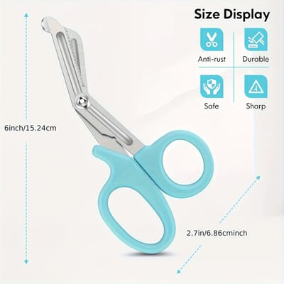 Premium Verpleegschaar 15,24 cm Roestvrij Staal voor Verpleegkundig Specialist, Geschikt voor Dagelijks Knippen en Buitenste Tape Trimming blauw