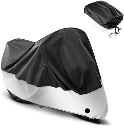 1 stuk Motorfietshoes - Motorhoes Waterdicht Buiten - Universeel Motor en Scooter Hoes - 265 x 105 x 125 cm - XXXL - zwart - zilver - motorfiets hoes - regendicht - bescherming tegen de zon - stofdicht -motorfiets regenjas