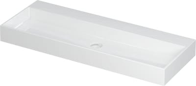 INK® United wastafel porselein zonder kraangat inclusief porseleinen click plug en verborgen overloop systeem 120x45x11cm, glans wit